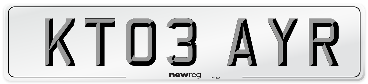 KT03 AYR Number Plate from New Reg